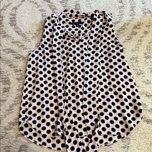 J. Crew Black and Cream Polka Dot Sleeveless Blouse Sz small